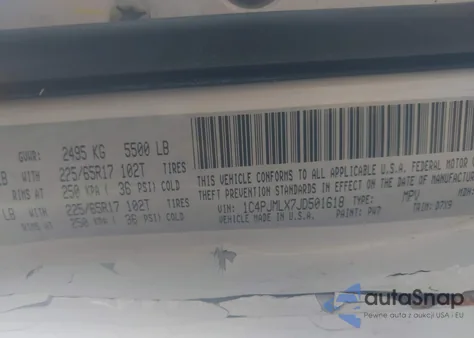 2018 Jeep Cherokee Latitude Plus 4X4 z USA, uszkodzony, nr VIN 1C4PJMLX7JD501618